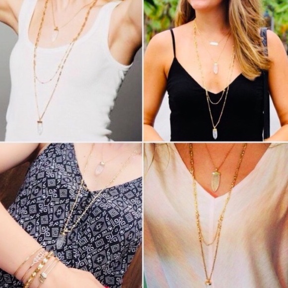 :: Stella & Dot💫Gold+QuartzAria Pendant Necklace Retired - Picture 11 of 12